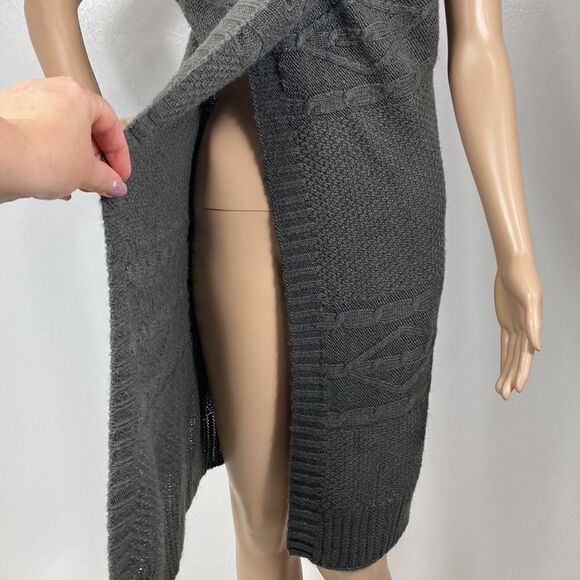 Marble Gray Mohair Blend Longline Button Closure Vest - Picture 3 of 11